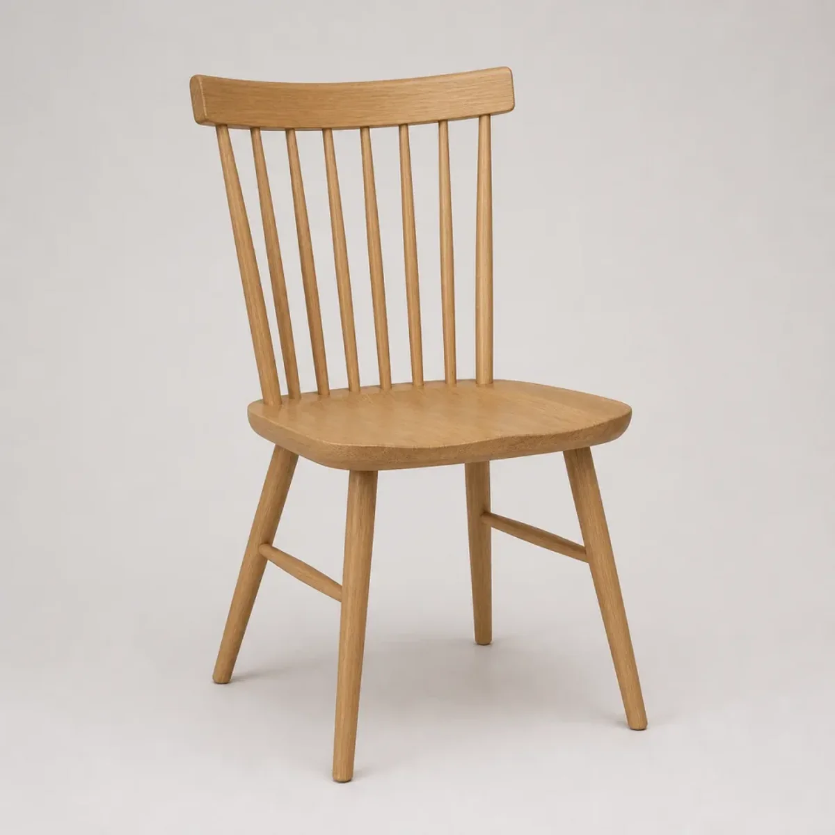 Oak spindle dining chair, the real-world character this definition is written to capture