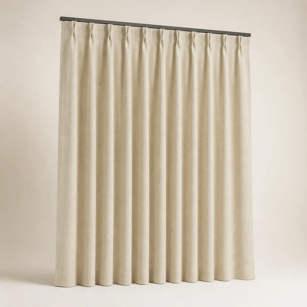 Pinch pleat curtain, the real-world character this definition is written to capture
