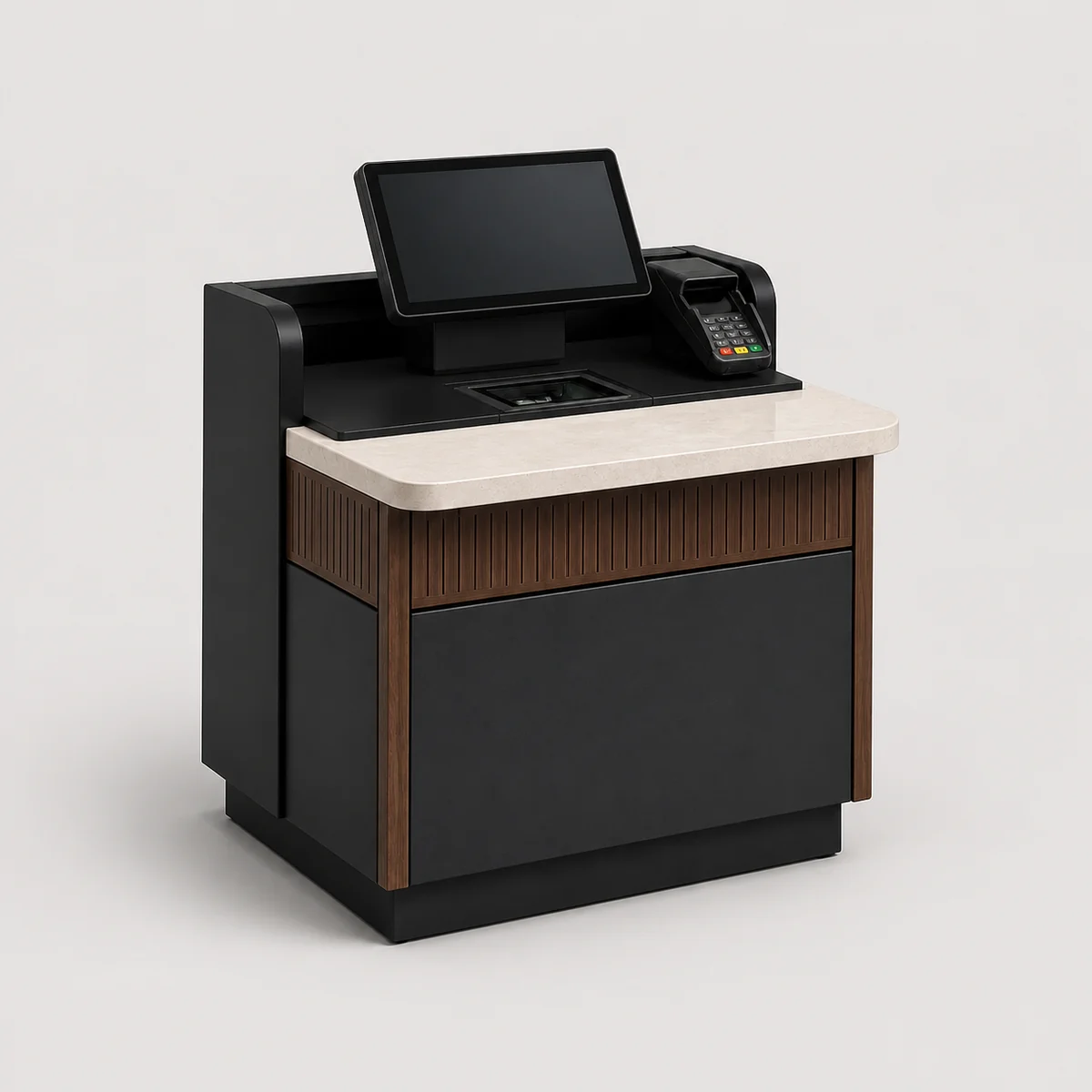 POS checkout counter, the real-world character this definition is written to capture