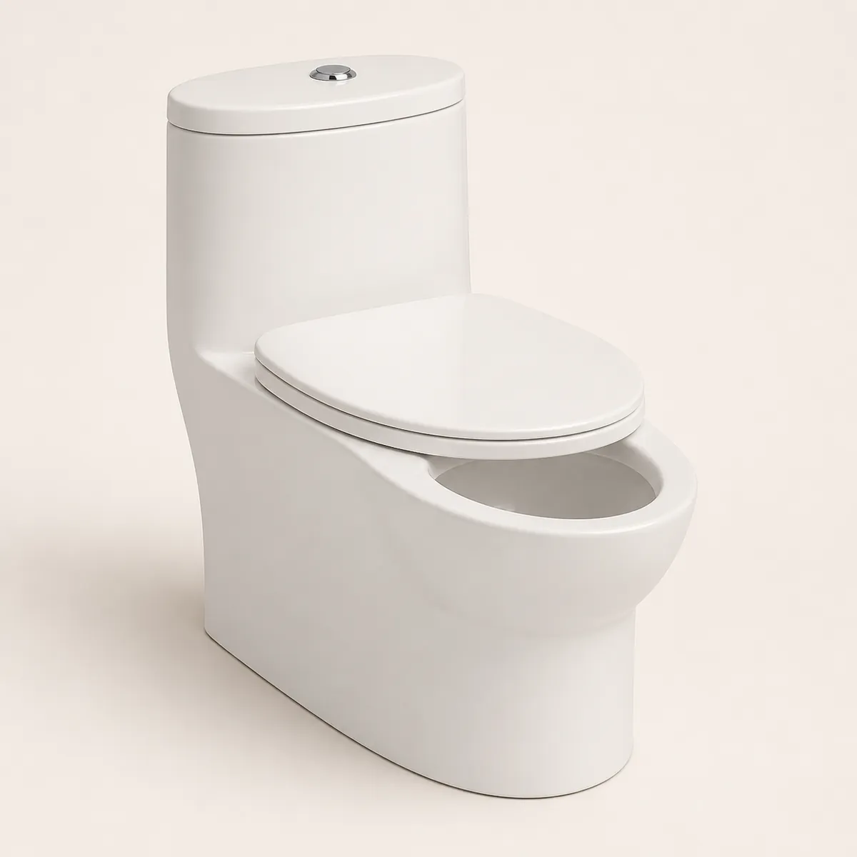 Warm floor-mounted toilet, the real-world character this definition is written to capture