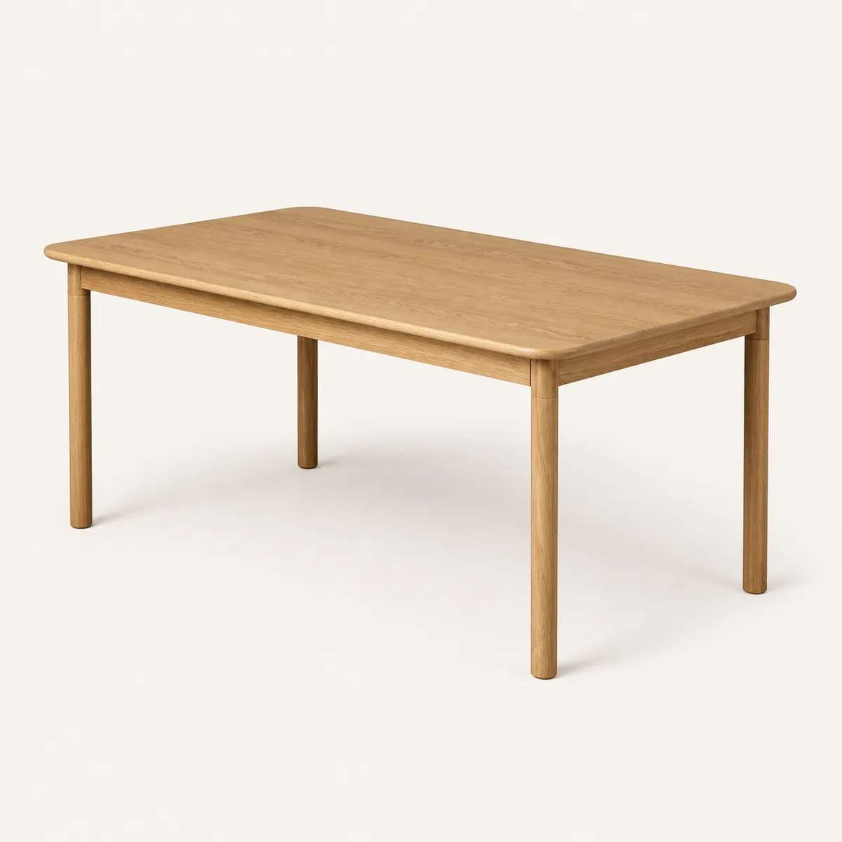Warm oak dining table, the real-world character this definition is written to capture