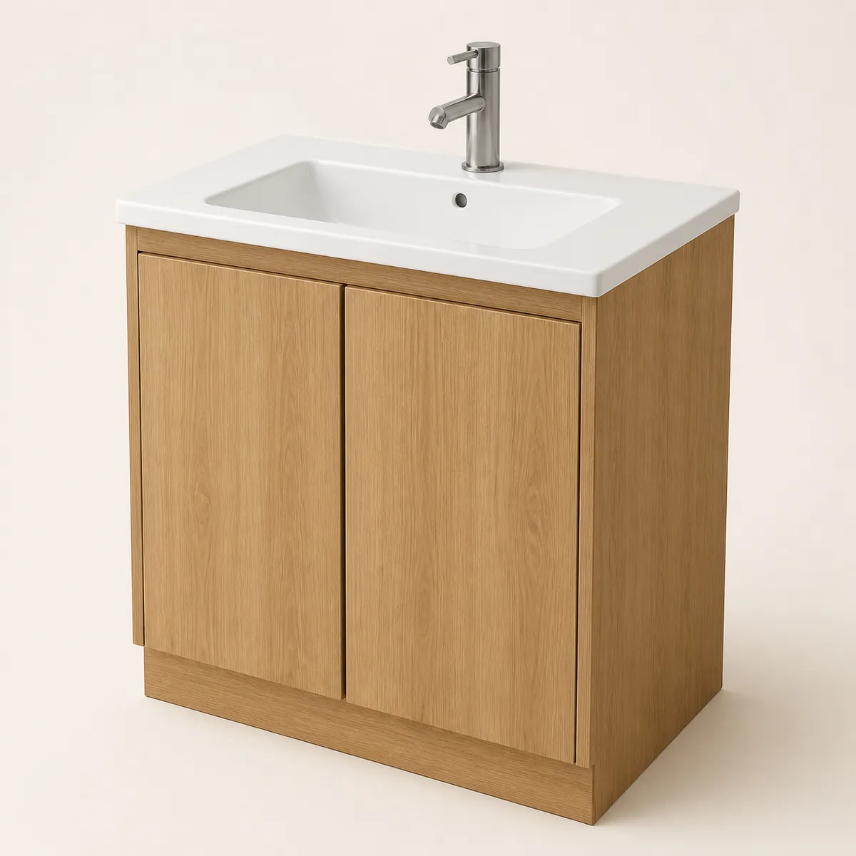 Warm oak single vanity, the real-world character this definition is written to capture