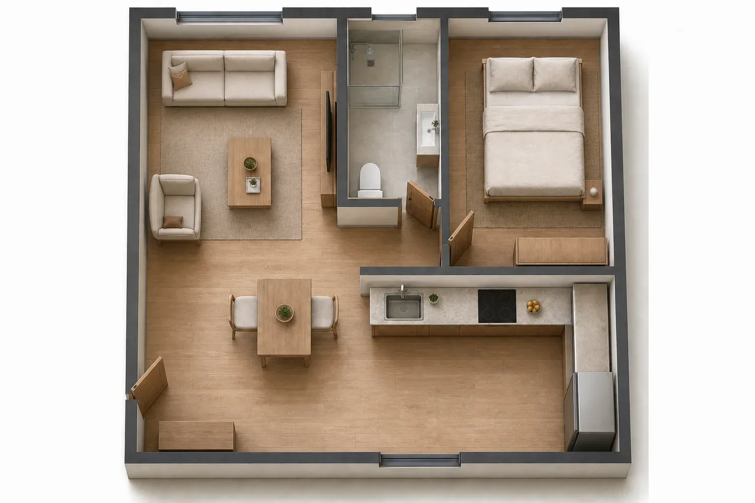 Authored reference of One-Bedroom Apartment